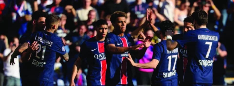 Paris Saint-Germain players celebrating at the Trophée des Champions